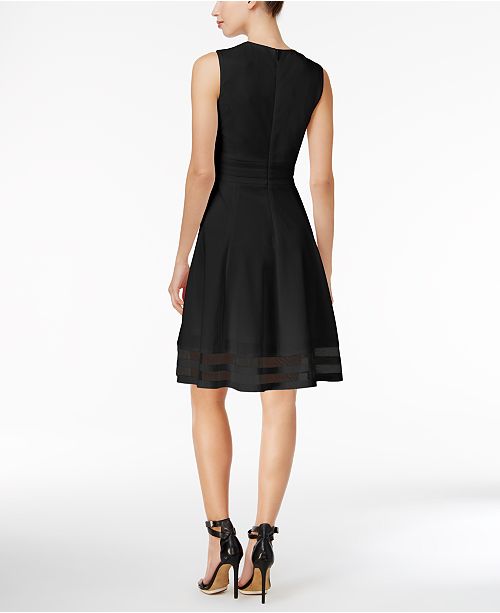Calvin Klein Illusion-Trim Fit & Flare Dress, Regular & Petite Sizes ...