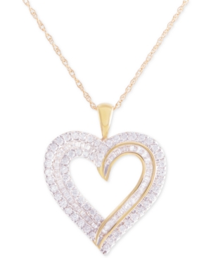 image of Diamond Heart Pendant Necklace (1 ct. t.w.) in 10k Gold
