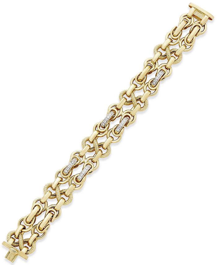 Macy's Diamond Link Bracelet (3/4 ct. t.w.) in 14k Gold-Plated Sterling ...