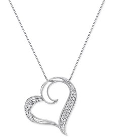 Diamond Floating Heart Pendant Necklace (1/6 ct. t.w.) in Sterling Silver