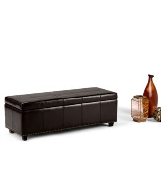 Rhodes Faux Leather Rectangular Storage Ottoman