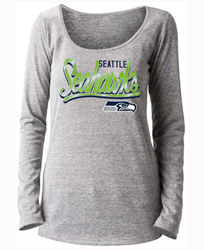 5th & Ocean Women's Seattle Seahawks Lurex Foil Long Sleeve T-Shirt