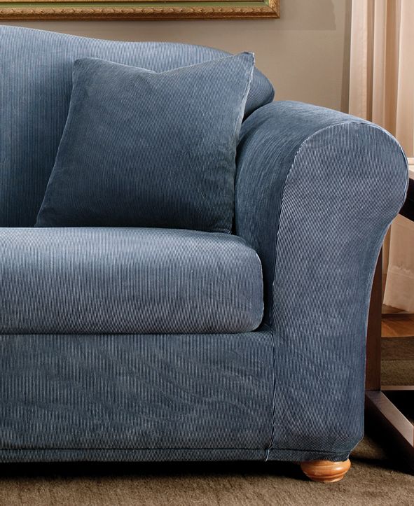 Sure Fit Stretch Stripe 2Piece Loveseat Slipcover & Reviews