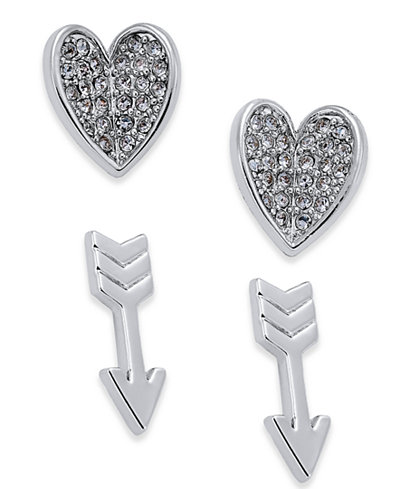 Vera Bradley 2-Pc. Set Pavé Heart and Arrow Stud Earrings
