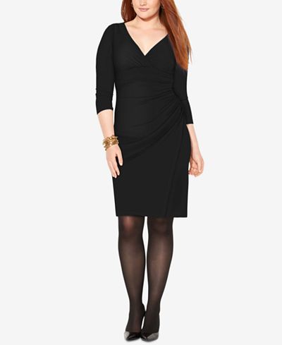Lauren Ralph Lauren Plus Size Jersey Surplice Dress