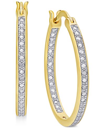 Diamond Hoop Earrings (1/2 ct. t.w.) in 18K Gold over Sterling Silver, 18K Rose Gold over Sterling Silver or Sterling Silver