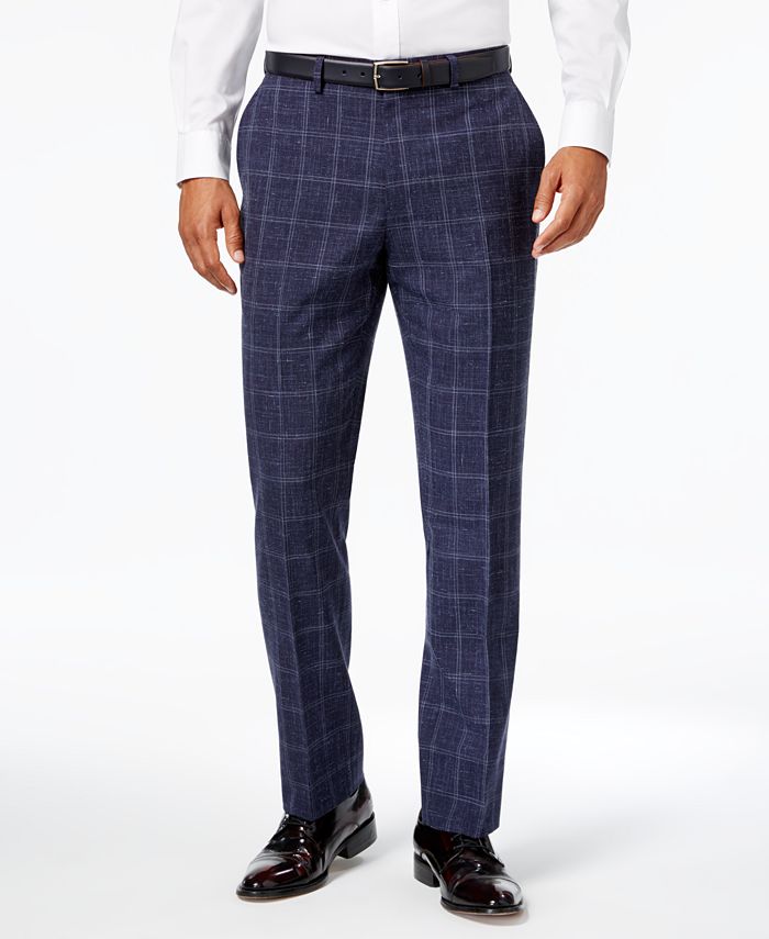Tallia Men's Slim-Fit Navy Windowpane Suit & Reviews - Suits & Tuxedos ...