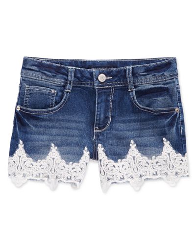Imperial Star Crochet-Trim Denim Shorts, Big Girls (7-16)