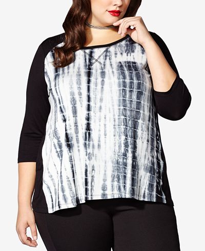 MBLM by Tess Holliday Trendy Plus Size Tie-Dyed Top