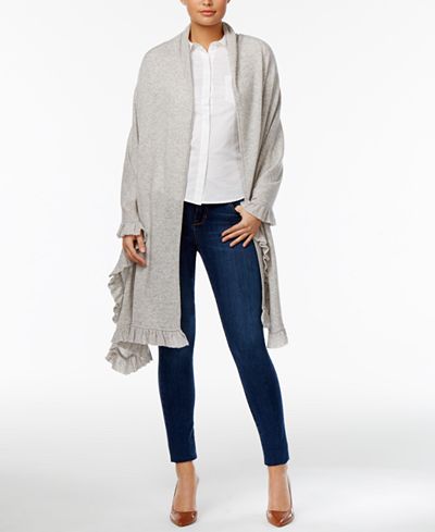 Charter Club Wool-Cashmere Ruffled Wrap, Only at Macy's