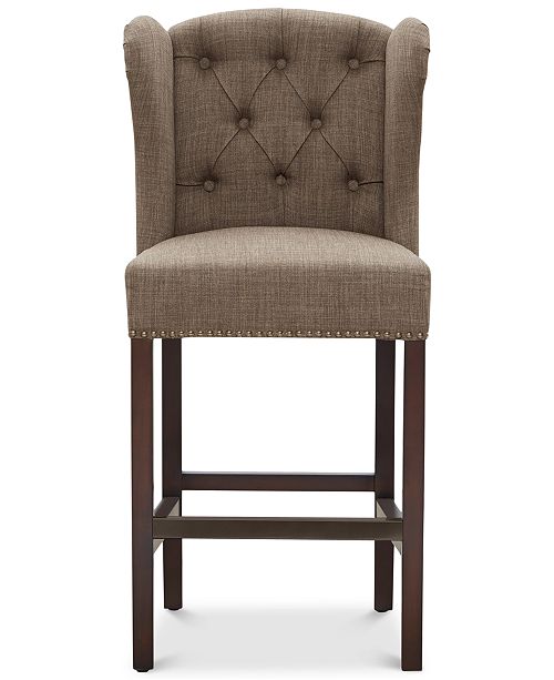 carriage & co. Lindley Tufted Wing Counter Stool, Quick Ship Furniture Macy's