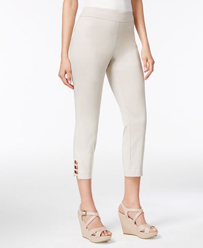JM Collection Pull-On Lattice-Inset Capri Pants, Only at Macy's