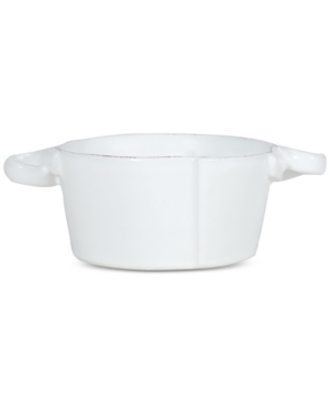 Vietri Lastra Collection Small Handled Bowl In White