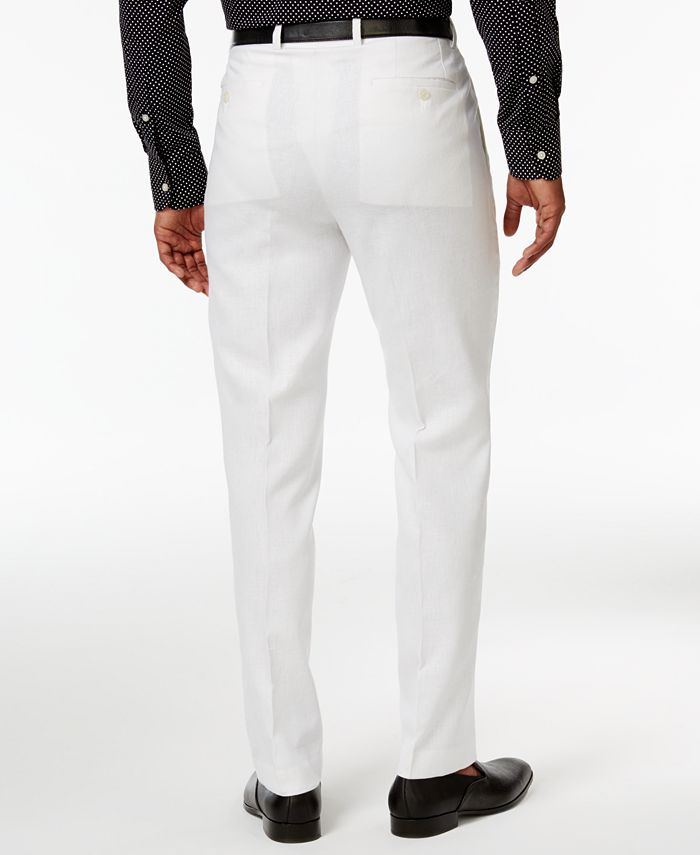 Sean John Men's Classic-Fit White Linen Dress Pants - Macy's