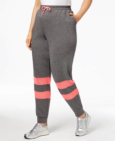 Material Girl Active Plus Size Mesh-Inset Jogger Pants, Only at Macy's - Plus Sizes - Macy's