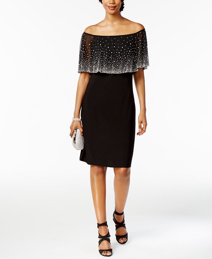 Msk embellished 2025 ruched jersey gown