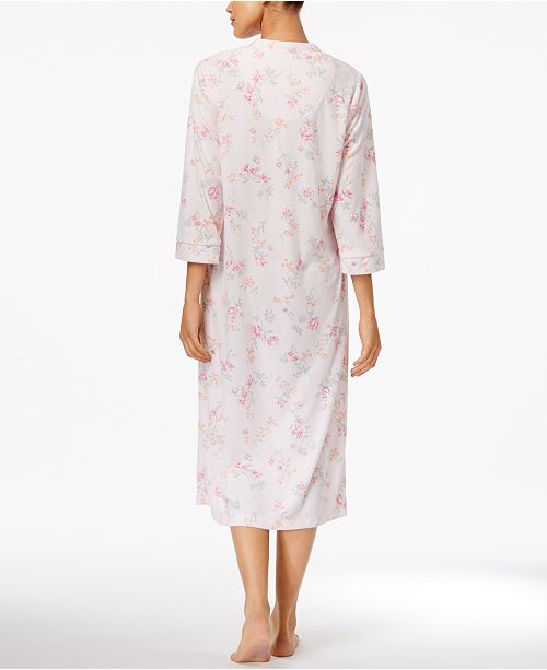 Miss Elaine Printed StretchTerry ZipFront Long Robe & Reviews Macy's