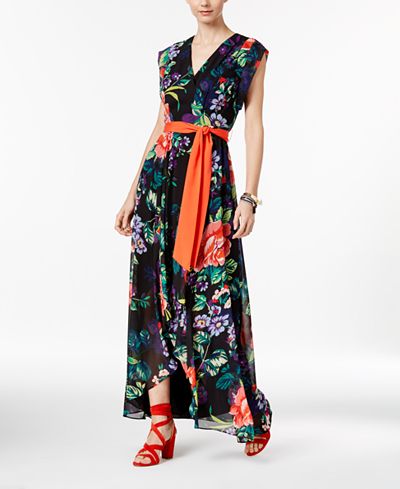 INC International Concepts Petite Printed High-Low Maxi Dress, Only at Macy&#39;s - Dresses - Women ...