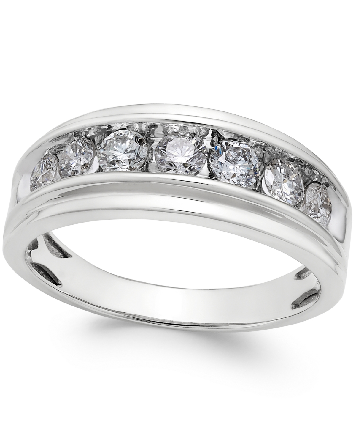 Men's Diamond Band (1 ct. t.w.) in 10k White Gold - White Gold