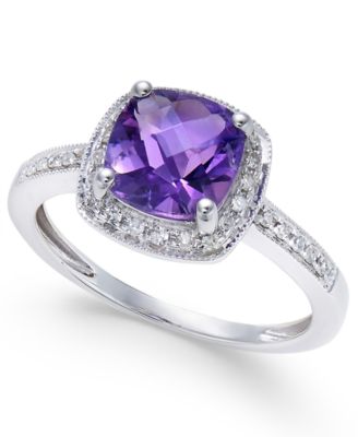 Macy's Amethyst (1-1/5 Ct. T.w.) And Diamond (1/10 Ct. T.w.) Ring In ...