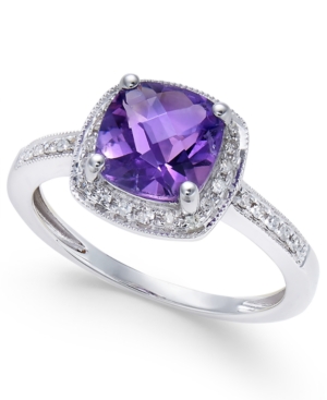 image of Amethyst (1-1/5 ct. t.w.) and Diamond (1/10 ct. t.w.) Ring in 14k White Gold