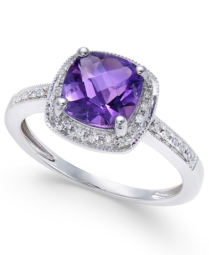 Macy's - Amethyst (1-1/5 ct. t.w.) and Diamond (1/10 ct. t.w.) Ring in 14k White Gold