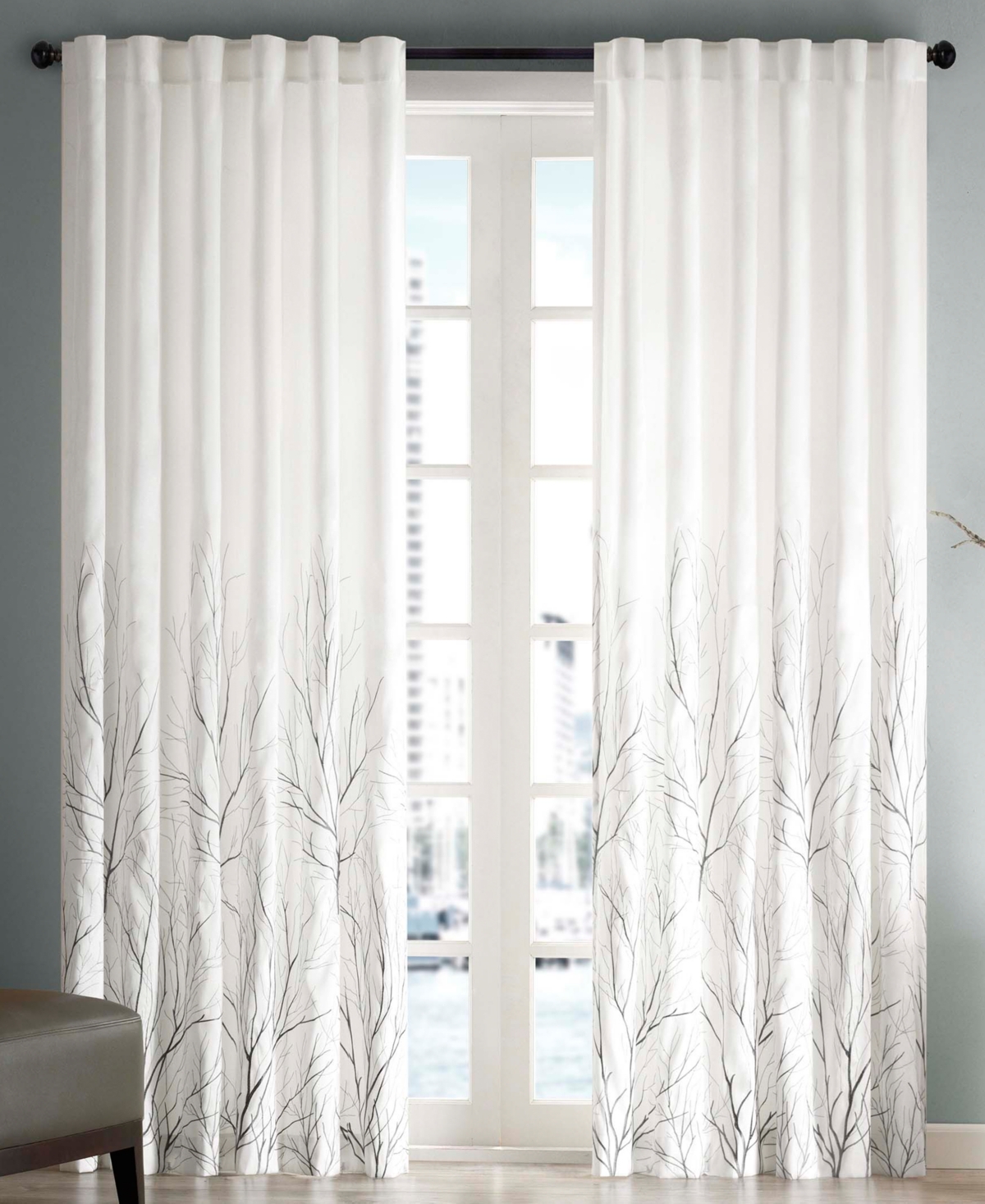 Madison Park Andora Botanical Embroidered Curtain Panel, 50