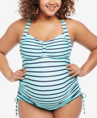 Motherhood Maternity - Maternity Plus Size Striped Tankini Swimsuit