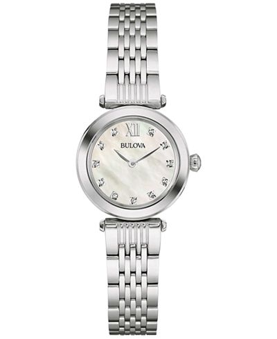 Bulova Women's Diamond Accent Stainless Steel Bracelet Watch 24mm 96P167