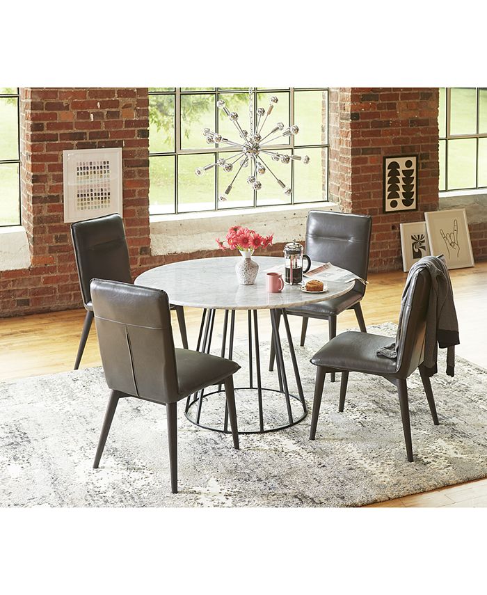 Furniture Callisto Marble Round Dining Set, 5Pc. (Dining Table & 4