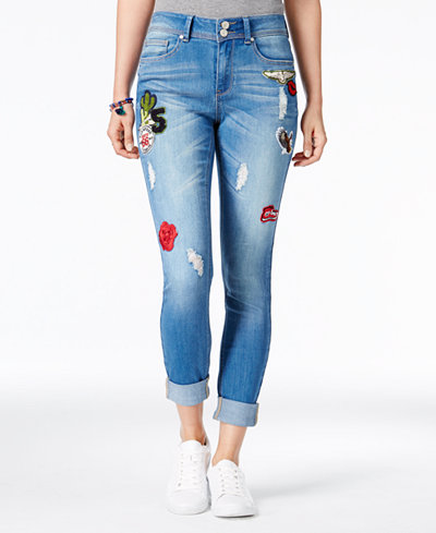 Indigo Rein Juniors' Patch Skinny Ankle Jeans - Juniors Jeans - Macy's
