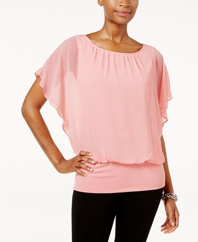 JM Collection Flutter-Sleeve Top, Only at Macy's