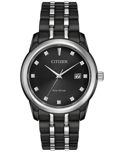 Citizen Men's Eco-Drive Corso Diamond Accent Two-Tone Stainless Steel Bracelet Watch 38mm BM7348-53E