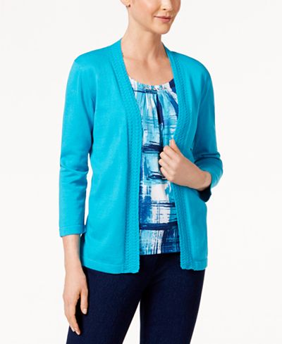 Alfred Dunner Scenic Route Printed Layered-Look Sweater