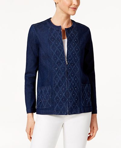 Alfred Dunner Scenic Route Embellished Denim Jacket