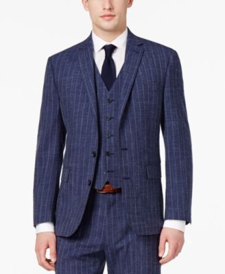 Ryan Seacrest Distinction - Men's Slim-Fit Blue Chalk Stripe Suit Jacket