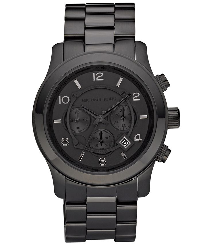 Michael Kors - Men's Runway Black Ion Plated Stainless Steel Bracelet Watch 45mm MK8157