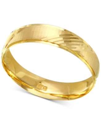 Macy's Diagonal Textured Wedding Band in 14k Gold - Macy's