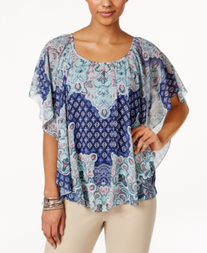 Jm Collection Printed Poncho Top, Only at Macy's