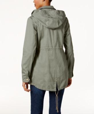 womens olive green utility jacket with hood