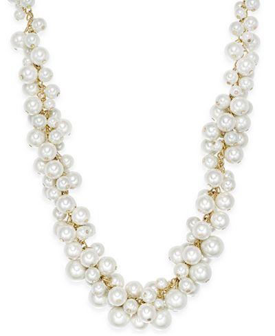 Charter Club Gold-Tone Imitation Pearl Cluster Necklace, Created for ...