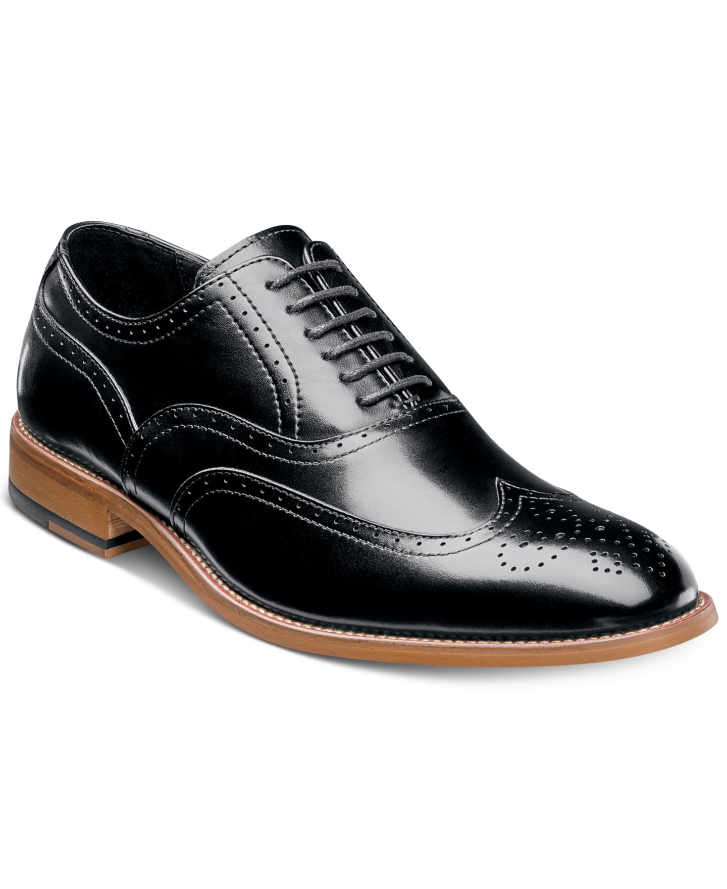 Мужские лоферы Stacy Adams Men's Dunbar Wingtip Oxfords, цвет: Чёрный — фото 1