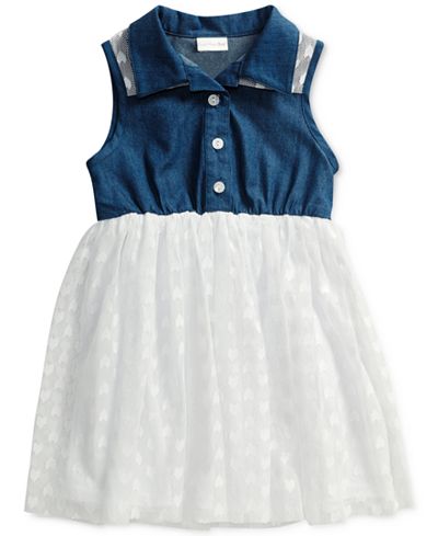 Sweet Heart Rose Denim and Lace Shirt Dress, Little Girls (2-6X)