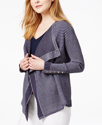 Tommy Hilfiger Ribbed Flyaway Cardigan, Only at Macy's