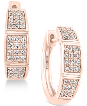 image of Pave Rose by Effy Diamond Hoop Earrings (1/4 ct. t.w.) in 14k Rose Gold