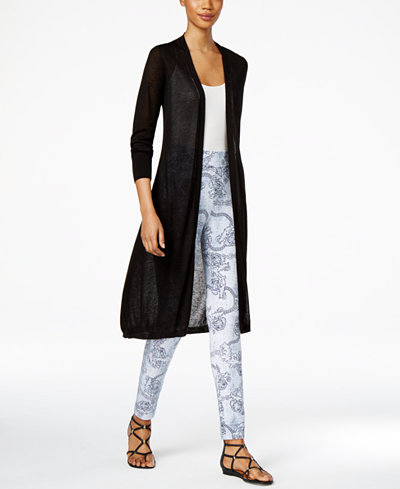 Thalia Sodi Open-Front Duster & Printed Leggings, Only at Macy's