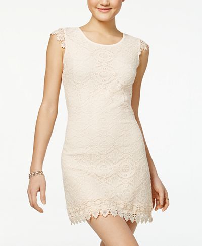 Sequin Hearts Juniors' Crochet Lace Sheath Dress