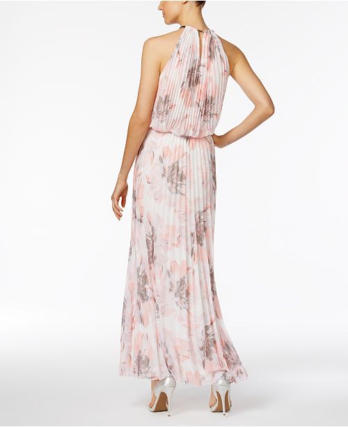 MSK Pleated Floral-Print A-Line Gown - Dresses - Women - Macy's