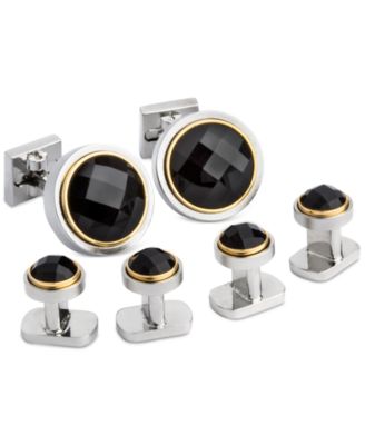 Ike Behar - Men's Onyx Cuff Links & Studs Set