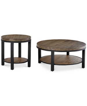 FURNITURE CANYON ROUND TABLE SET, 2-PC. SET (COFFEE TABLE & END TABLE), CREATED FOR MACY'S